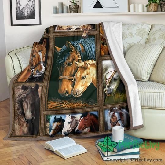 Horse Sherpa Fleece Blanket