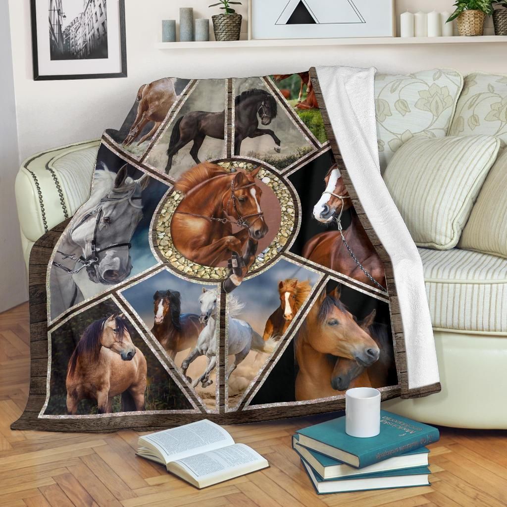 Horse Sherpa Fleece Blanket