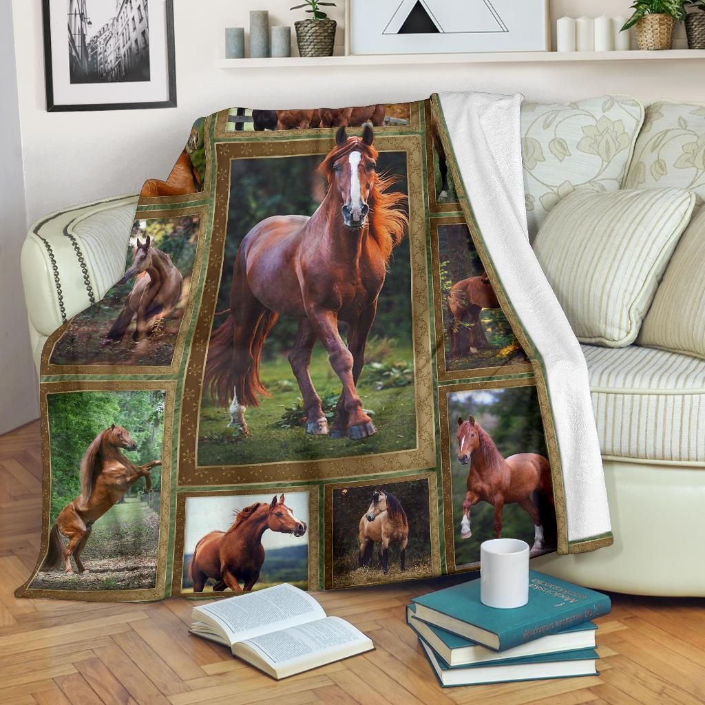 Horse Sherpa Fleece Blanket