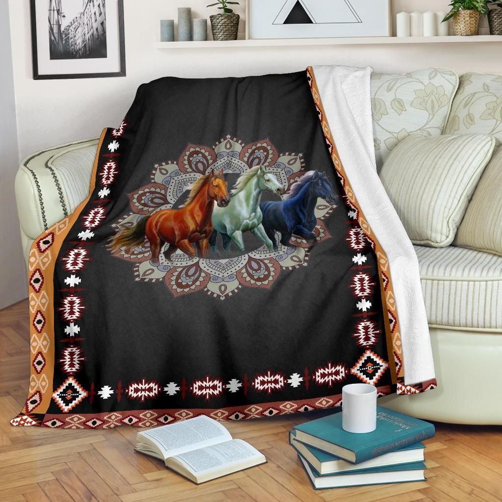 Horse Sherpa Fleece Blanket