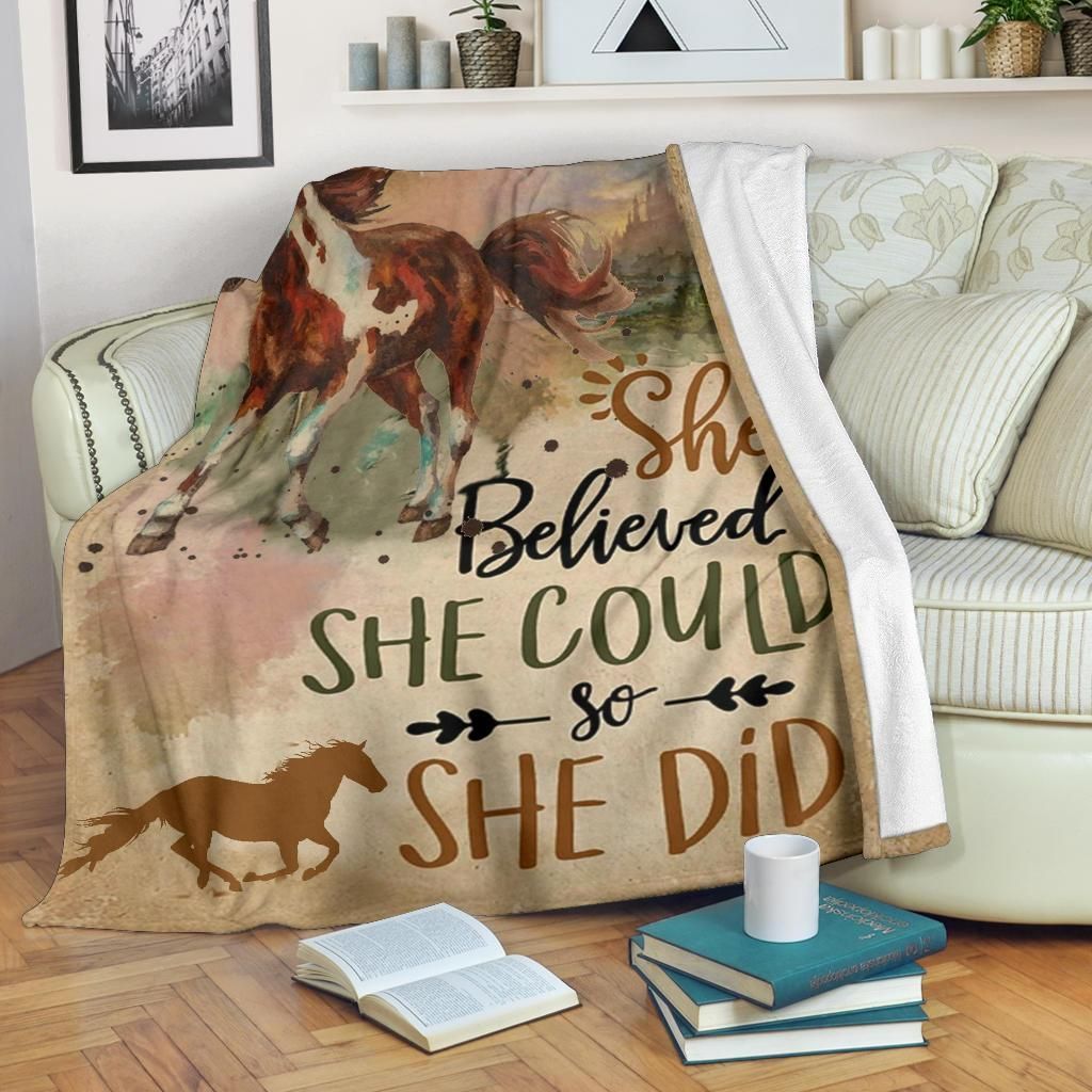 Horse Sherpa Fleece Blanket