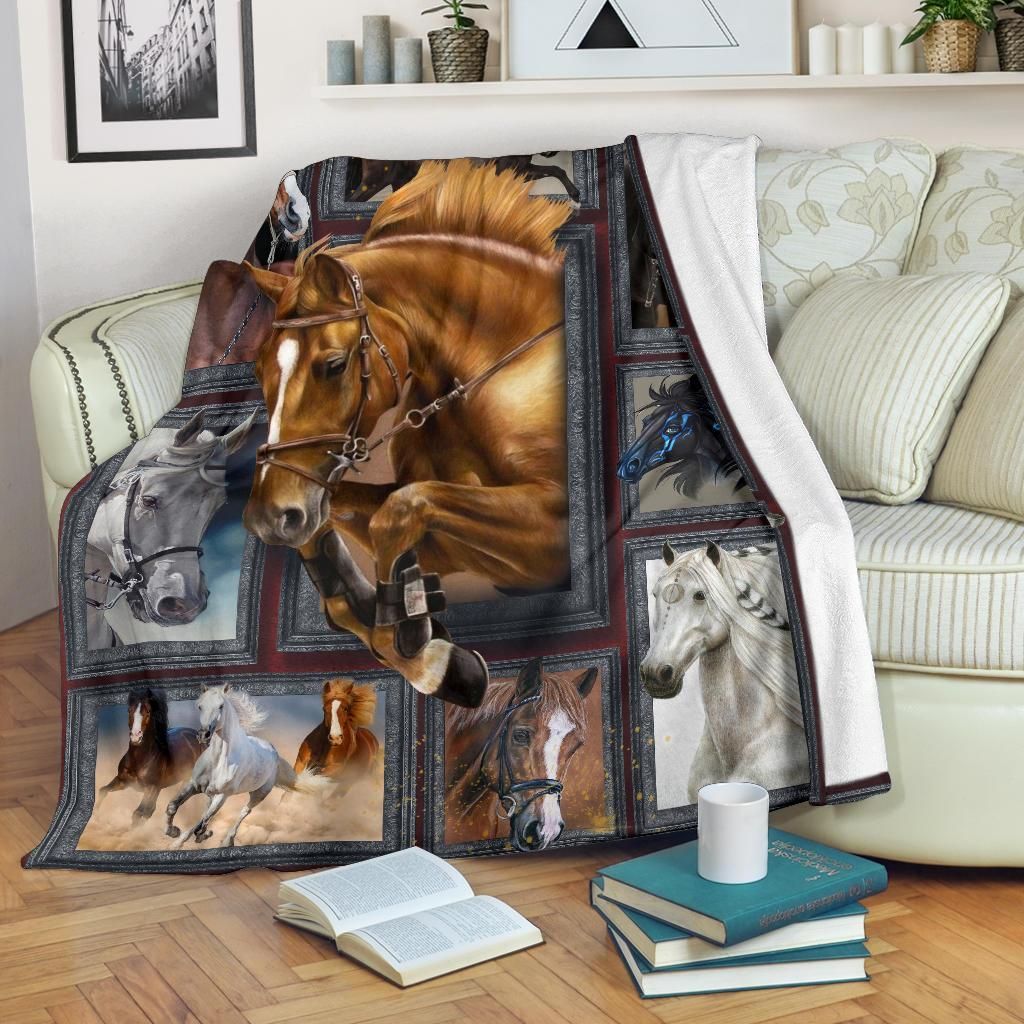 Horse Sherpa Fleece Blanket
