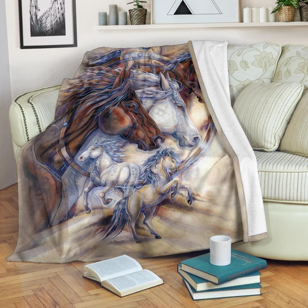Horse Sherpa Fleece Blanket