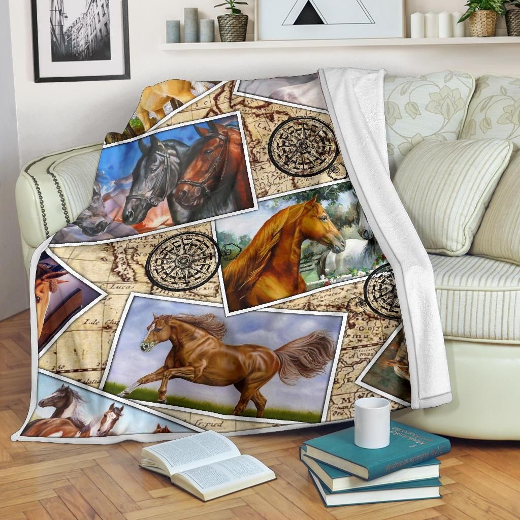 Horse Sherpa Fleece Blanket
