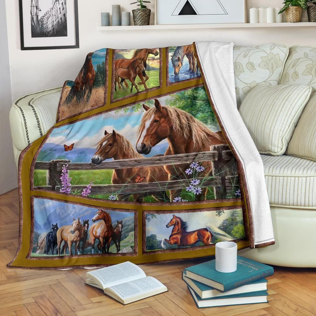 Horse Sherpa Fleece Blanket