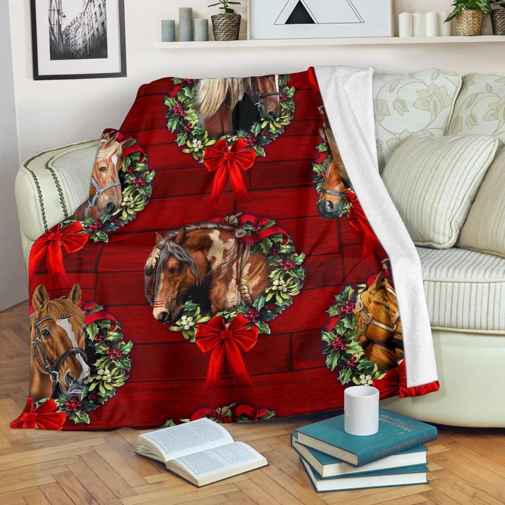 Horse Sherpa Fleece Blanket