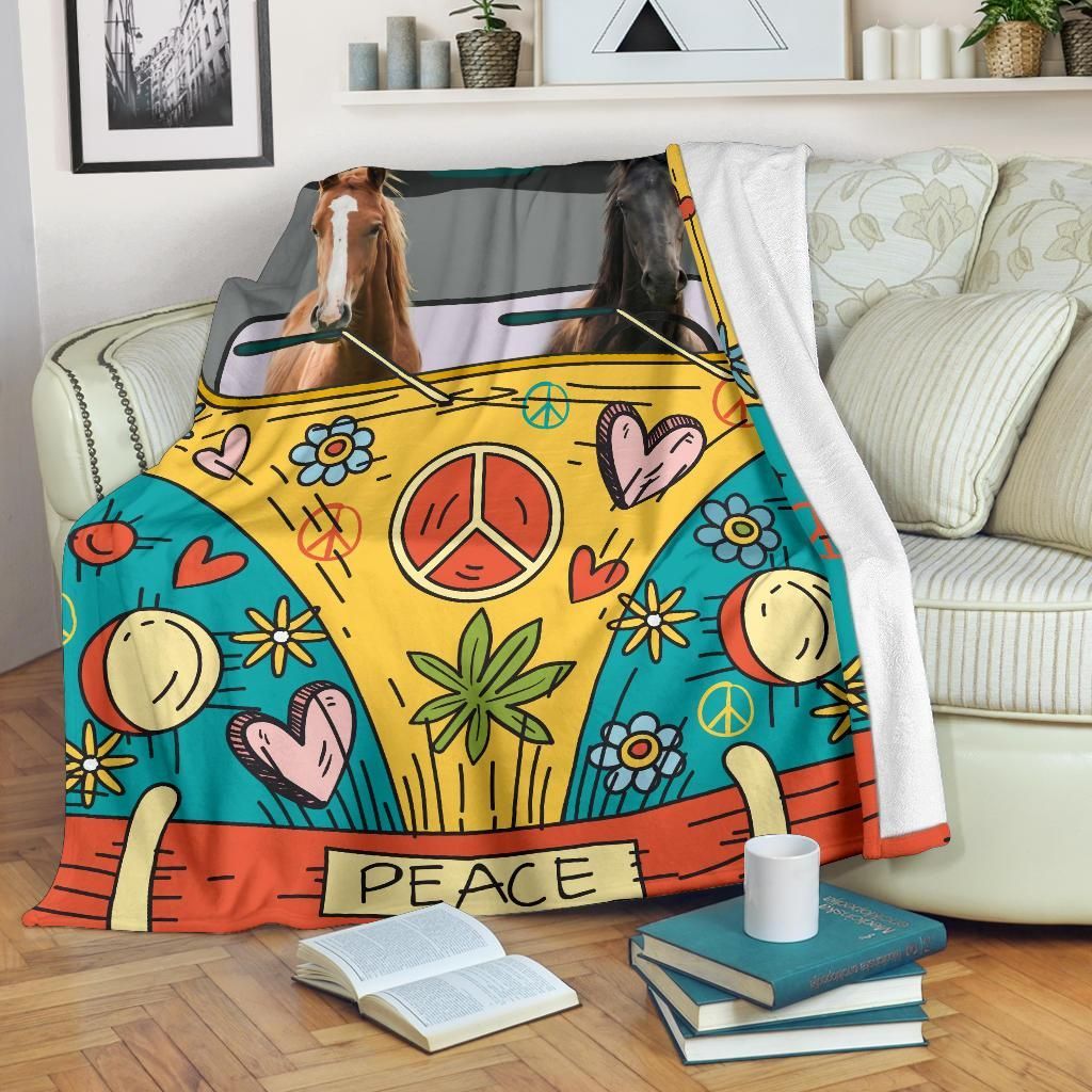Horse Sherpa Fleece Blanket