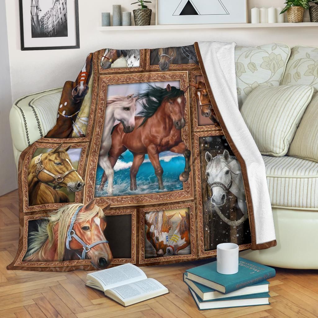 Horse Sherpa Fleece Blanket