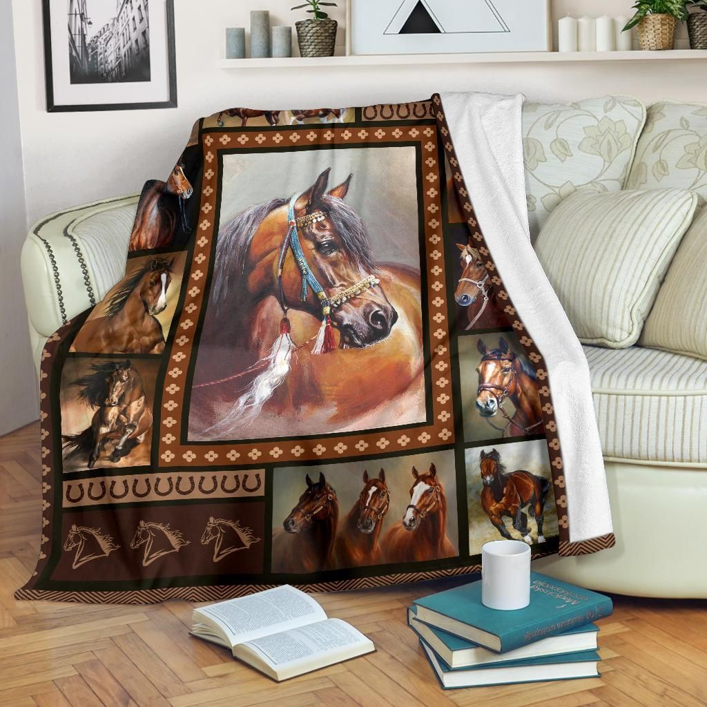 Horse Sherpa Fleece Blanket
