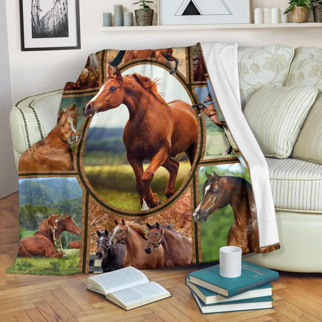 Horse Sherpa Fleece Blanket
