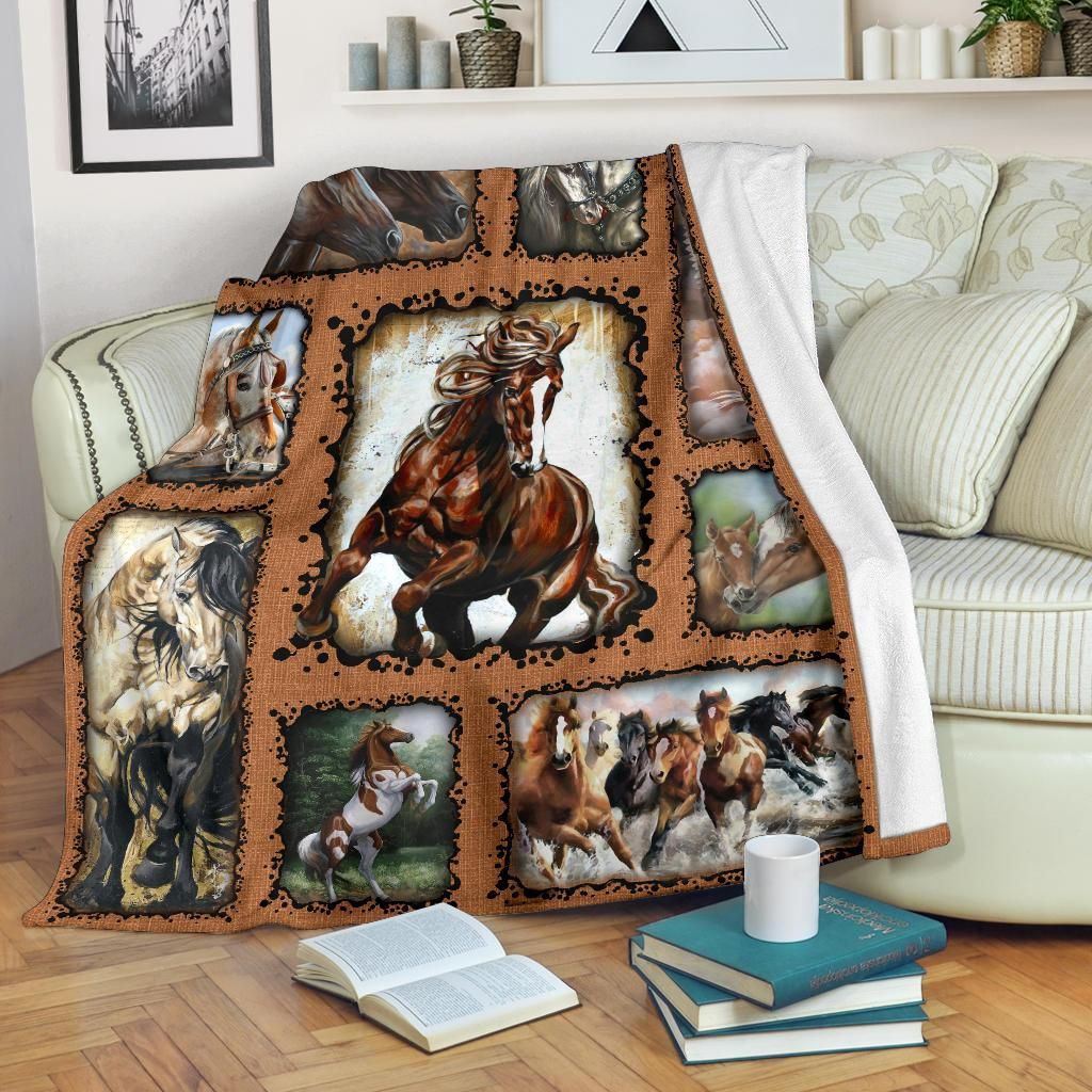 Horse Sherpa Fleece Blanket