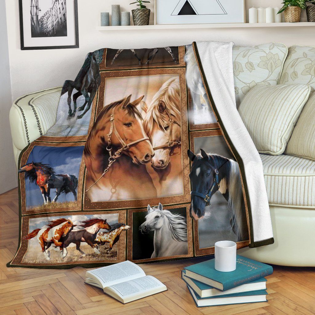 Horse Sherpa Fleece Blanket