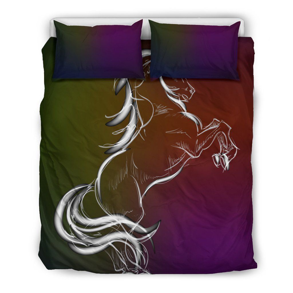 Horse Colorful Hand Draw Bedding Set