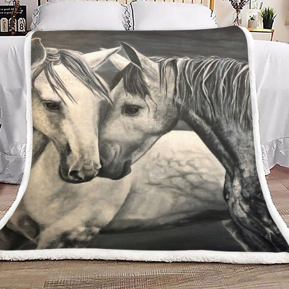 Horse Couple Sherpa Fleece Blanket