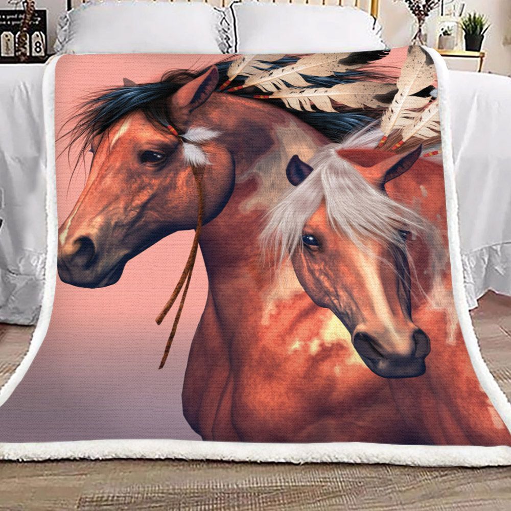 Horse Couple Sherpa Fleece Blanket