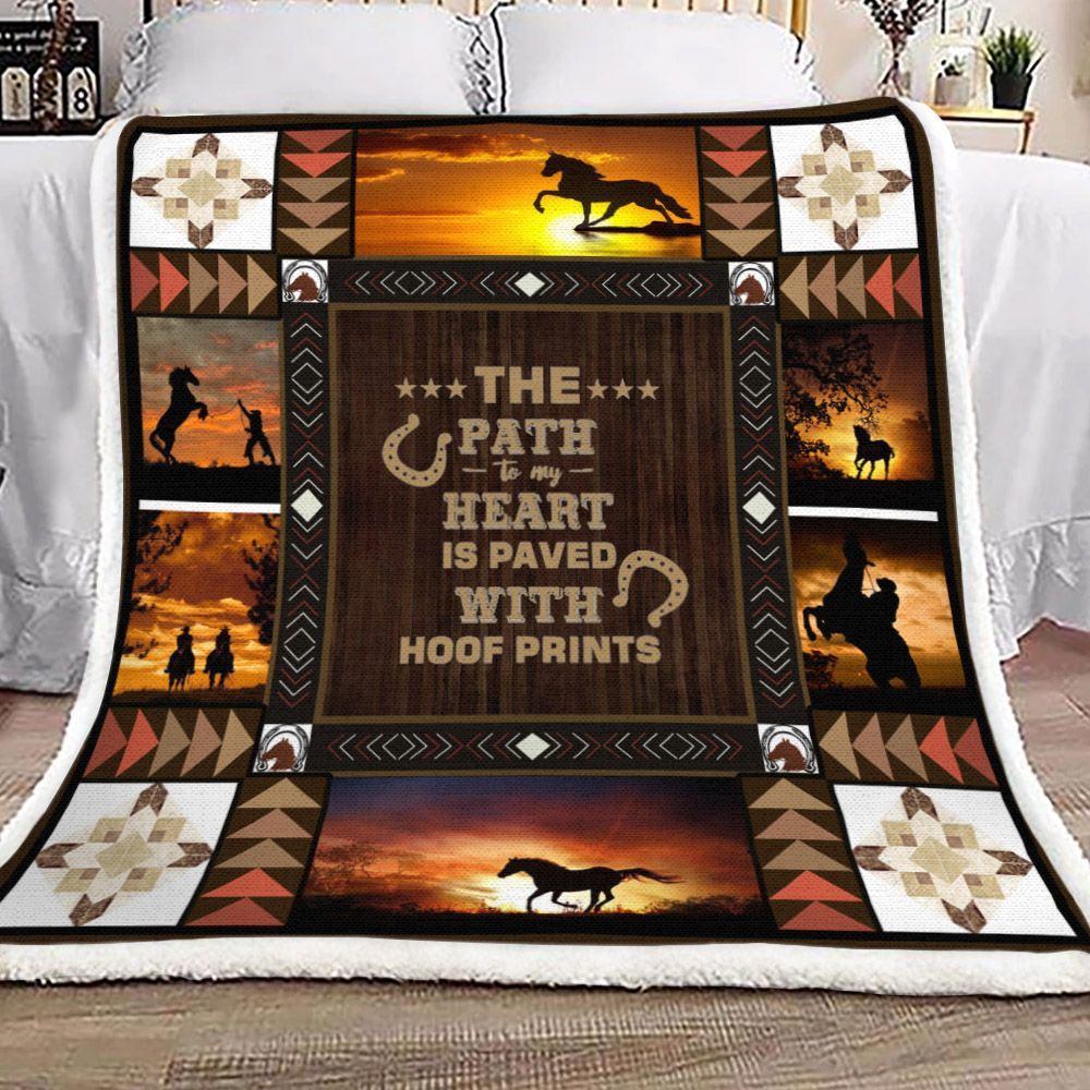 Horse Cowboy Sunset Sherpa Fleece Blanket