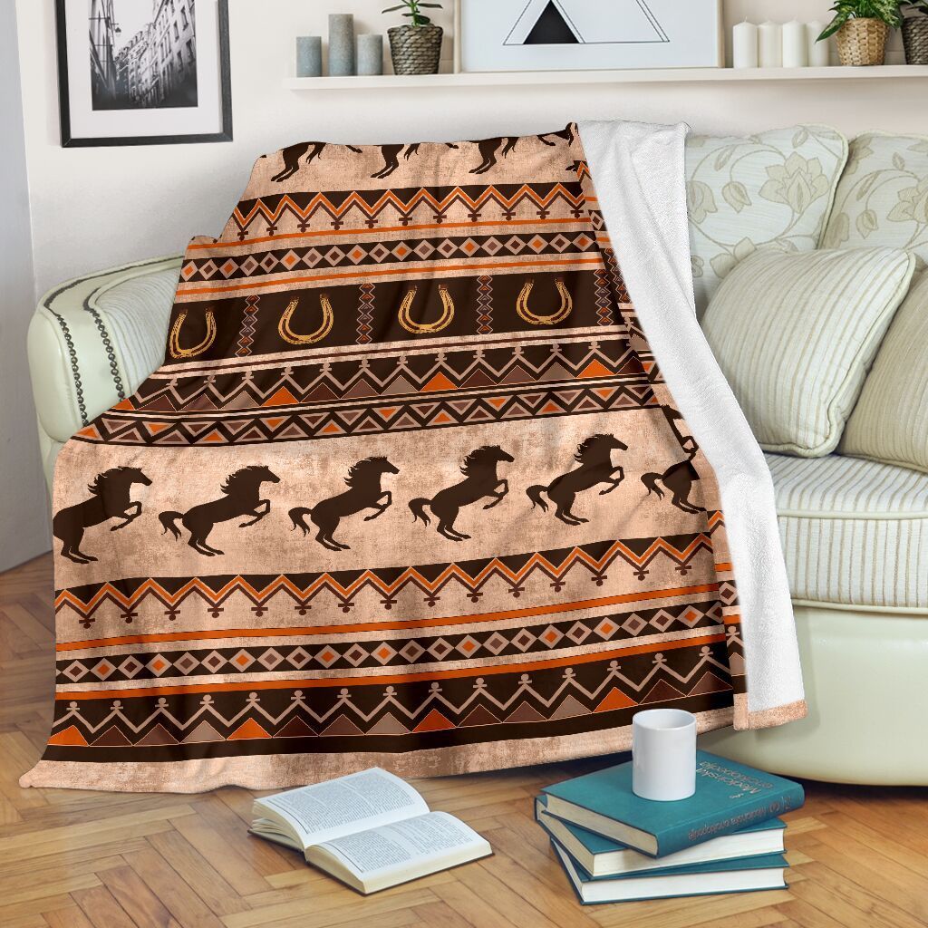 Horse Cowboys Sherpa Fleece Blanket