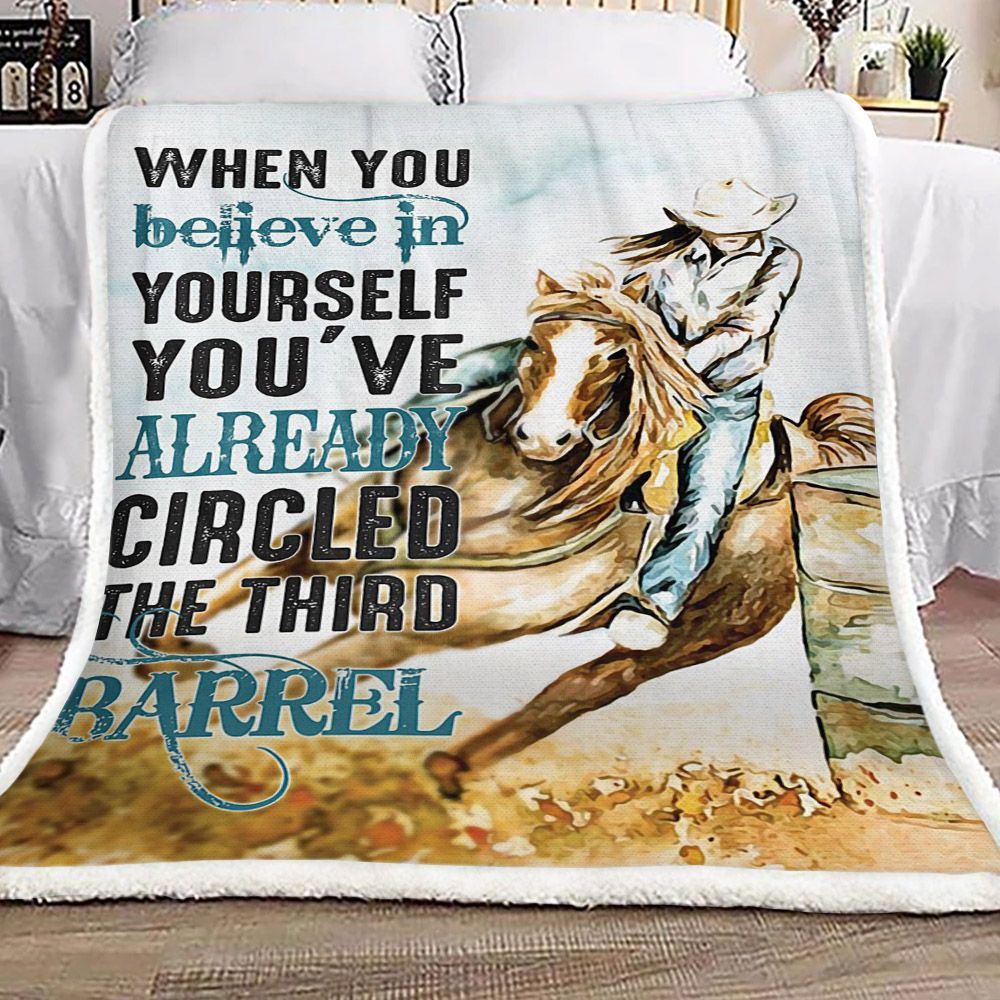 Horse Cowgirl Sherpa Fleece Blanket