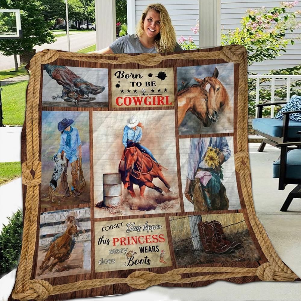 Horse Cowgirl Sherpa Fleece Blanket
