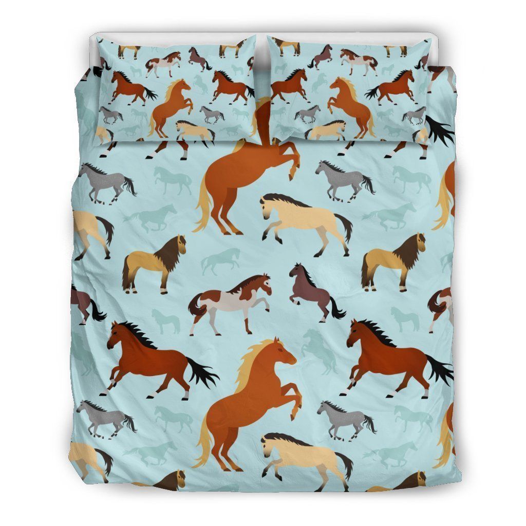 Horse Cute Themed Pattern Print Bedding Set