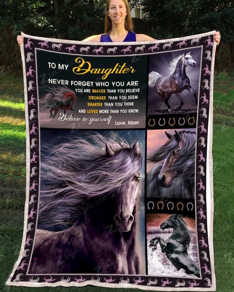 Horse Daughter Mom Believe In Yourself Sherpa Fleece Blanket