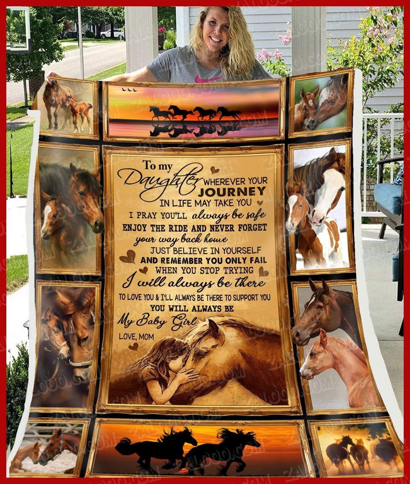 Horse Daughter Mom Journey Sherpa Fleece Blanket