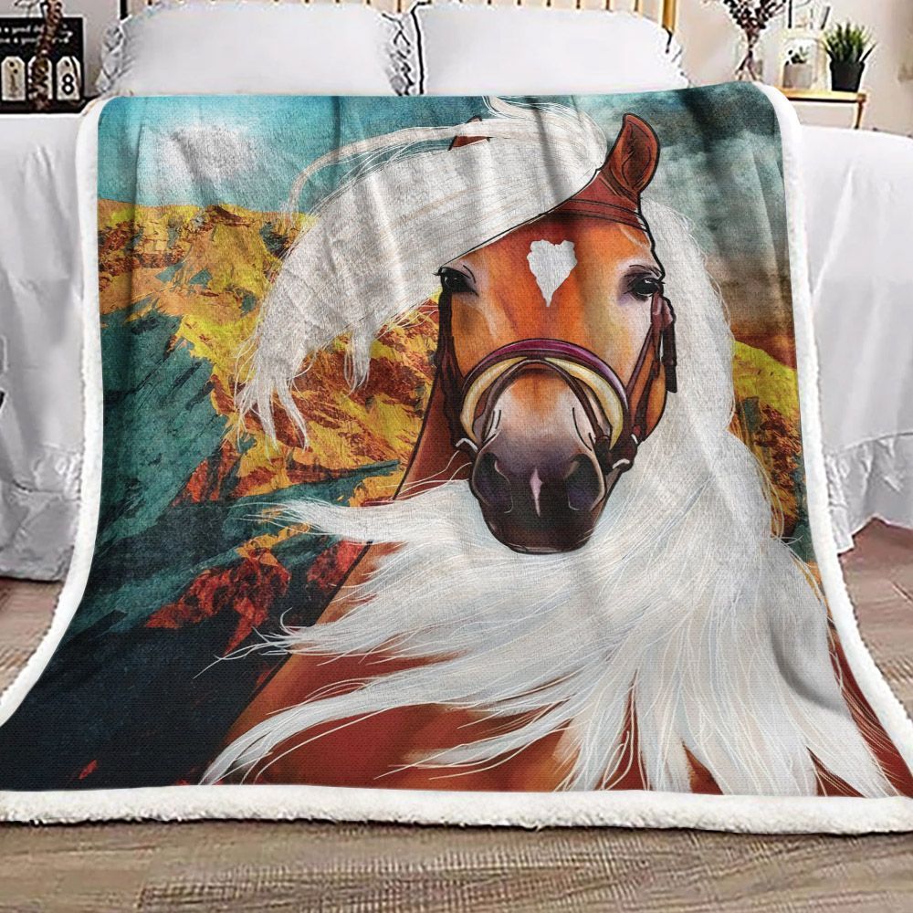 Horse Sherpa Fleece Blanket