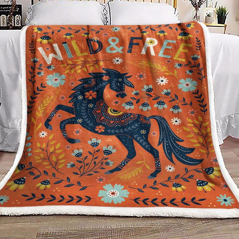 Horse Sherpa Fleece Blanket