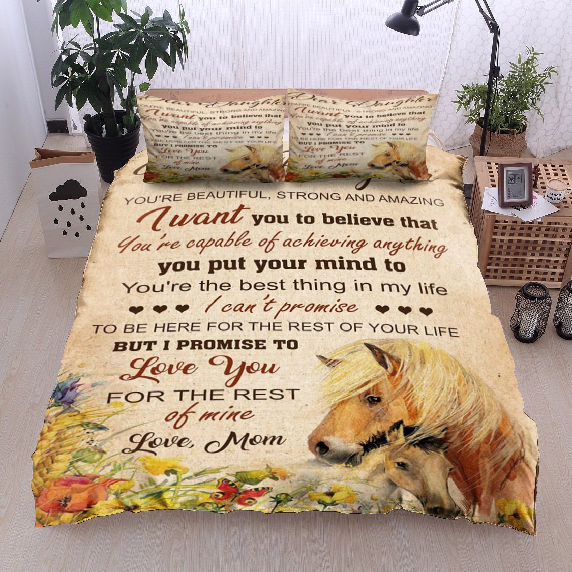 Horse Dear Daughter Love Mom Bedding Set