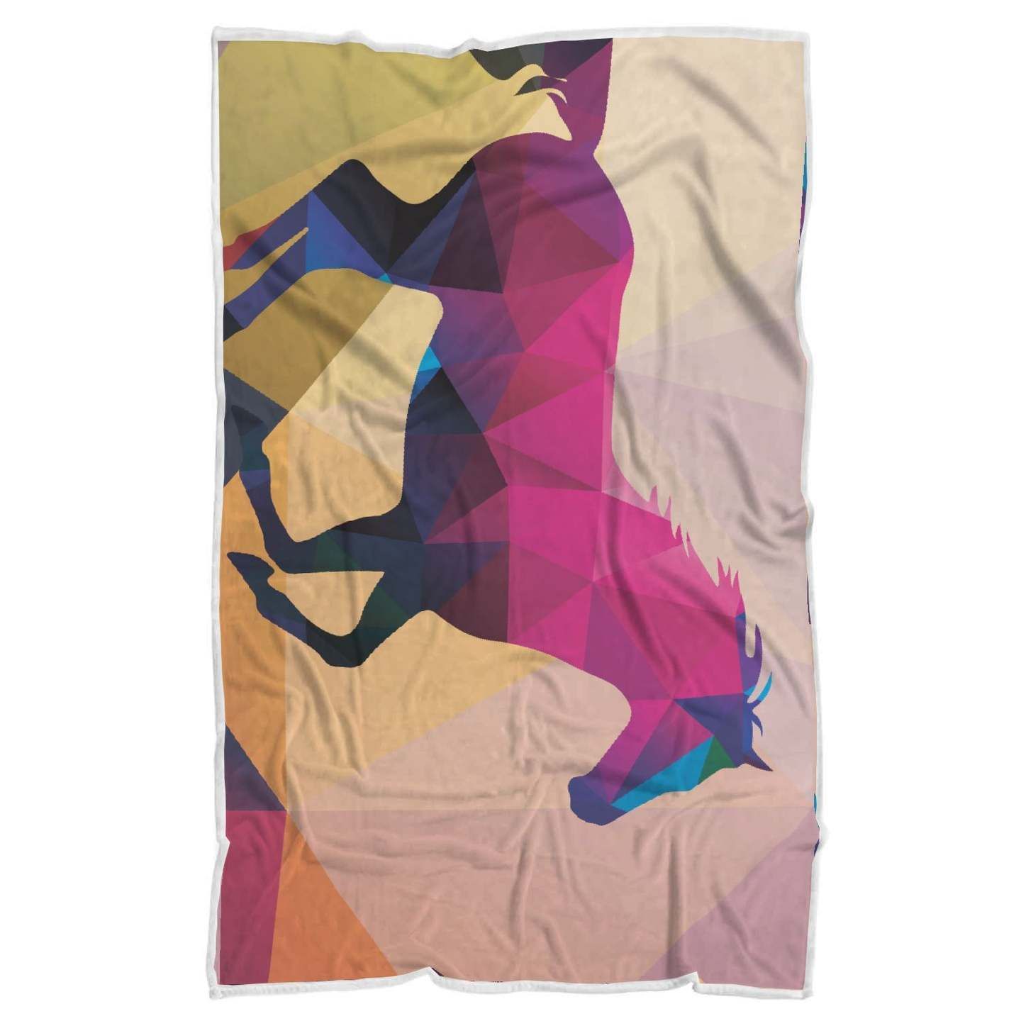 Horse Design Colorful Sherpa Fleece Blanket