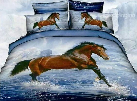 Horse Cotton Bed Sheets Spread Comforter Bedding Set