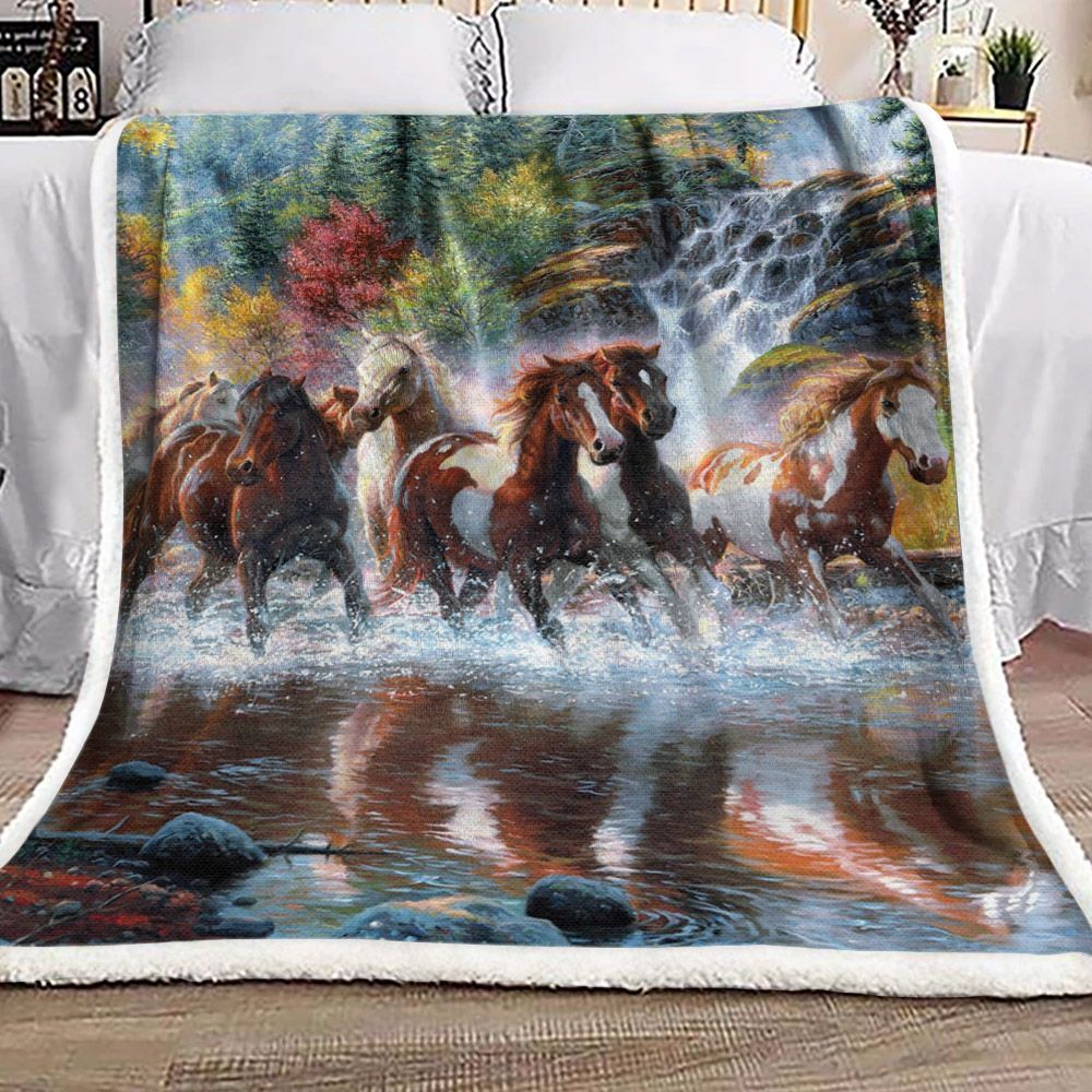 Horse Sherpa Fleece Blanket