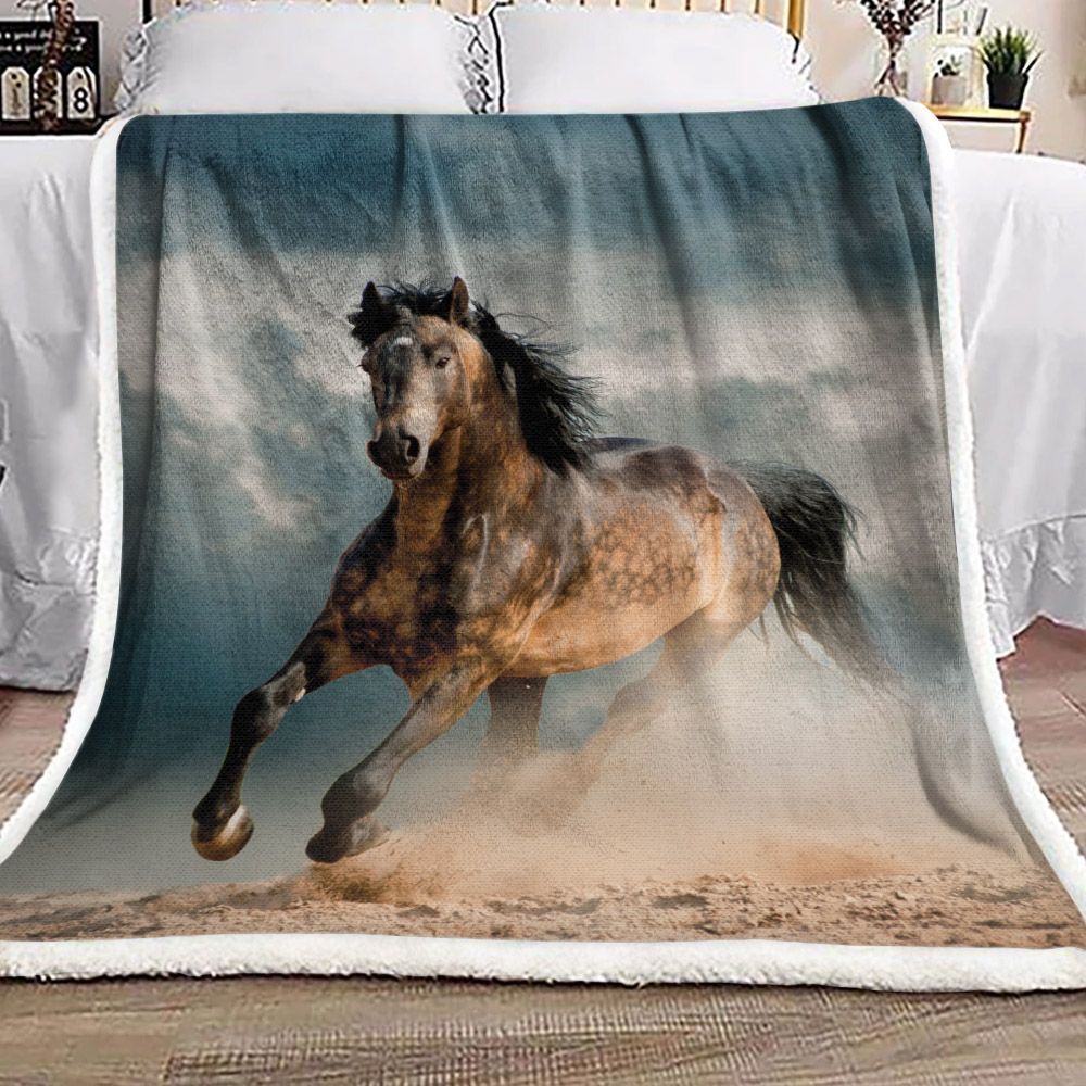 Horse Sherpa Fleece Blanket