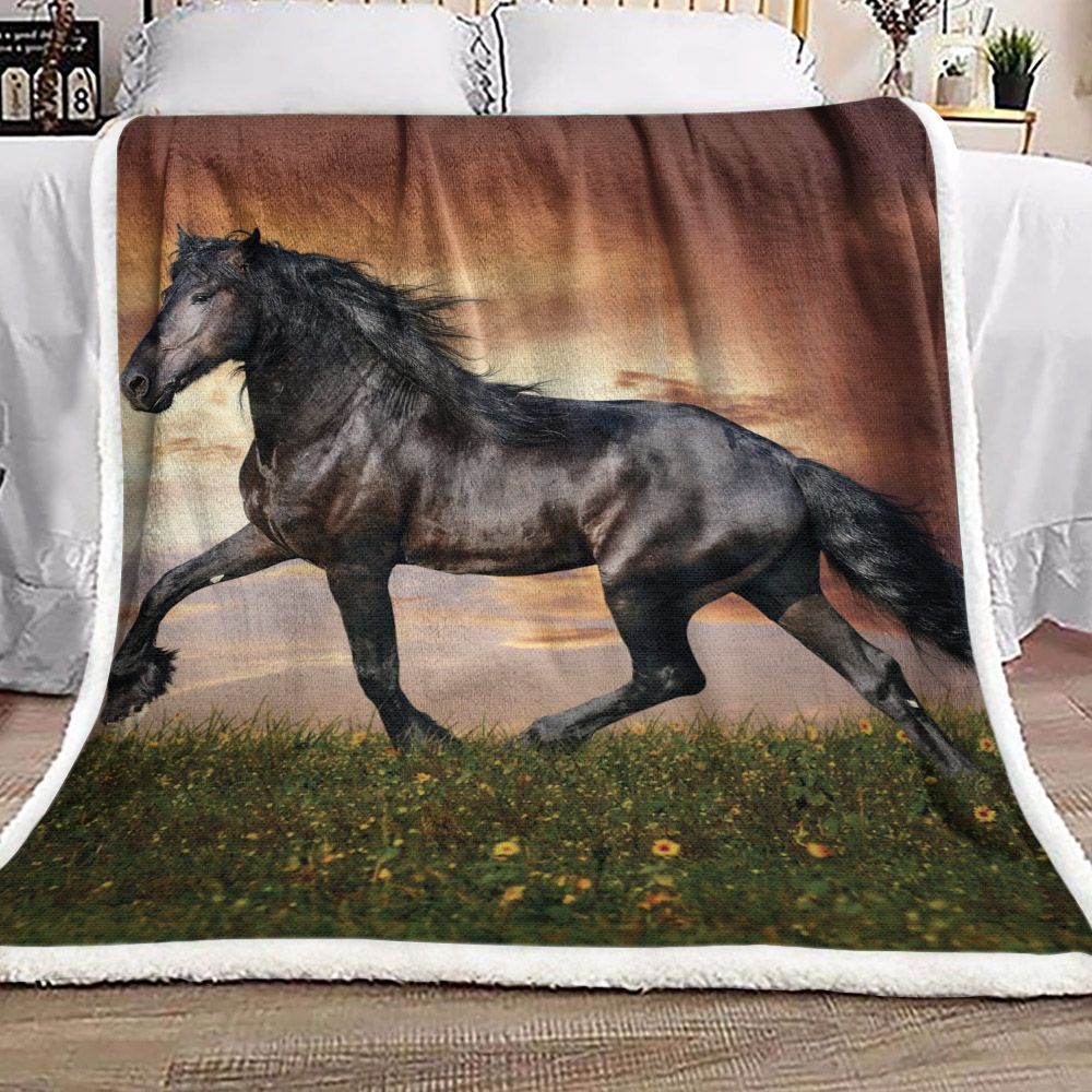 Horse Sherpa Fleece Blanket