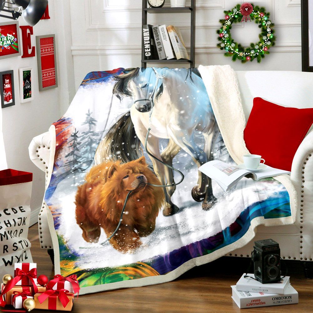 Horse Dog Sherpa Fleece Blanket