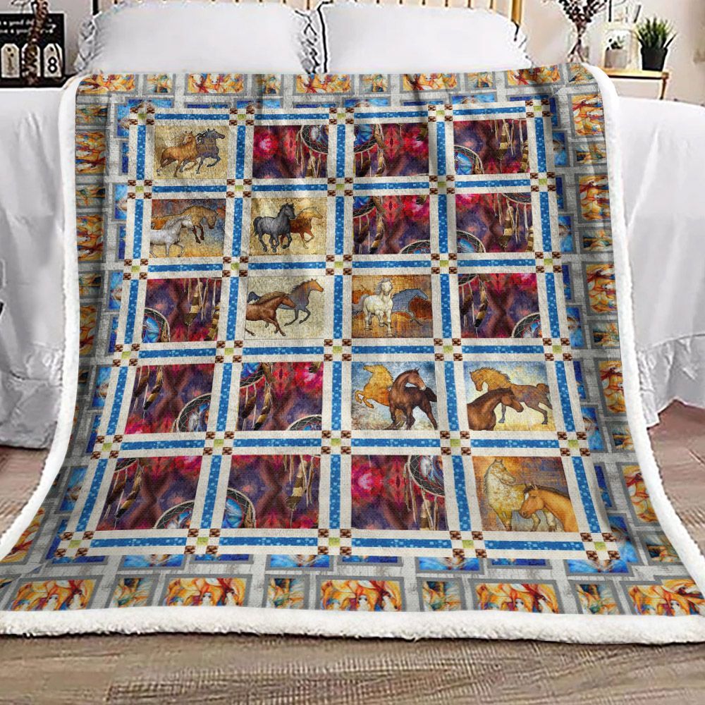Horse Dreamcatcher Sherpa Fleece Blanket