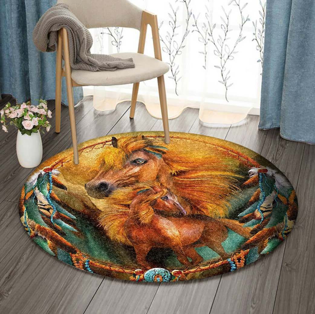 Horse Dreamcatcher Round Carpet