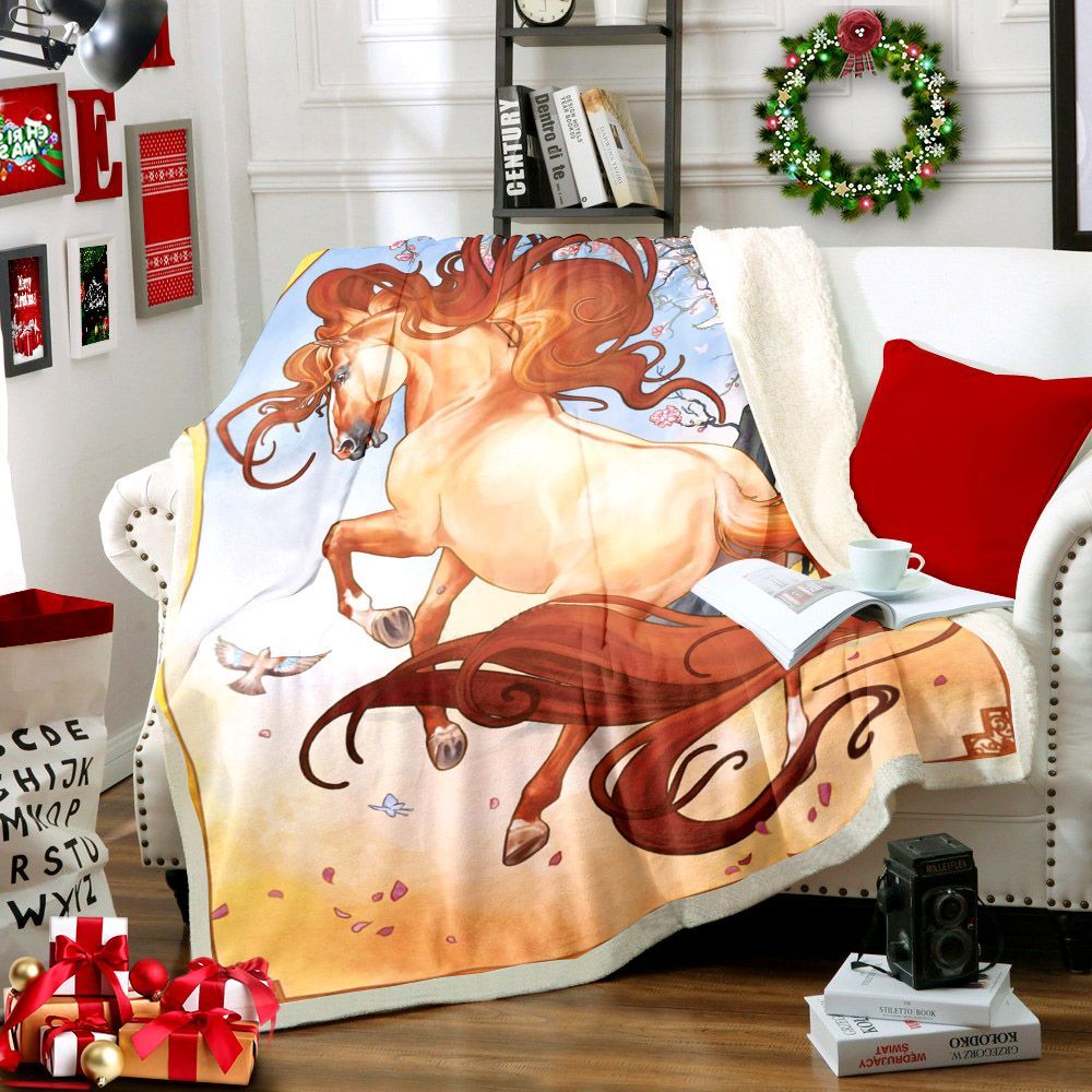 Horse Sherpa Fleece Blanket