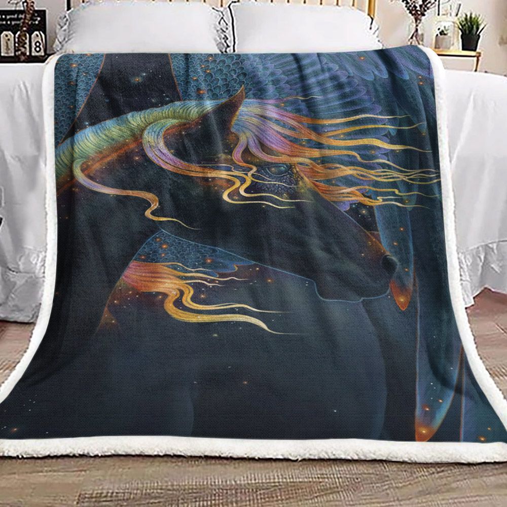 Horse Sherpa Fleece Blanket