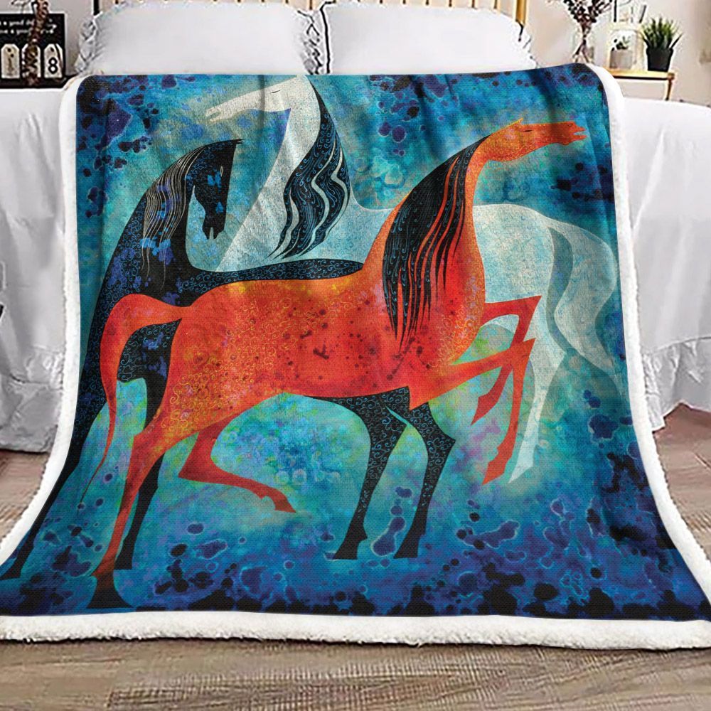 Horse Sherpa Fleece Blanket