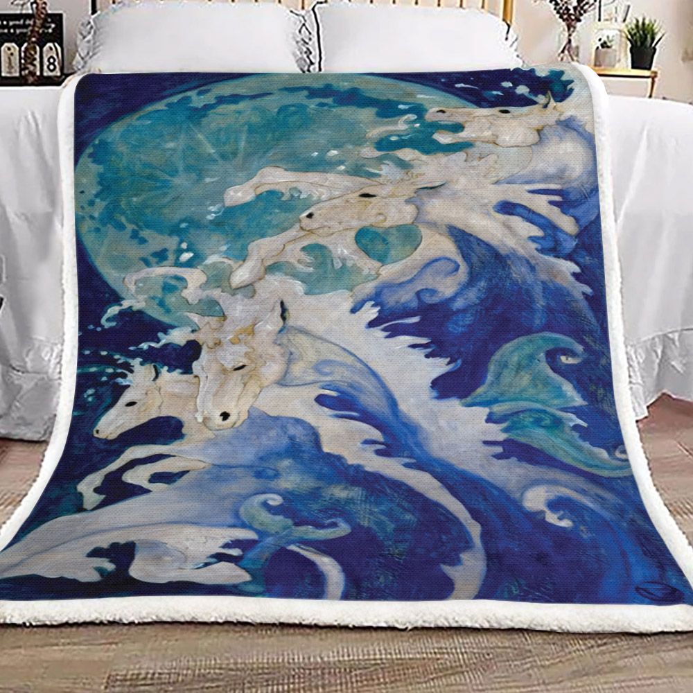 Horse Sherpa Fleece Blanket