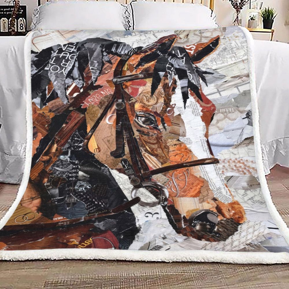 Horse Sherpa Fleece Blanket