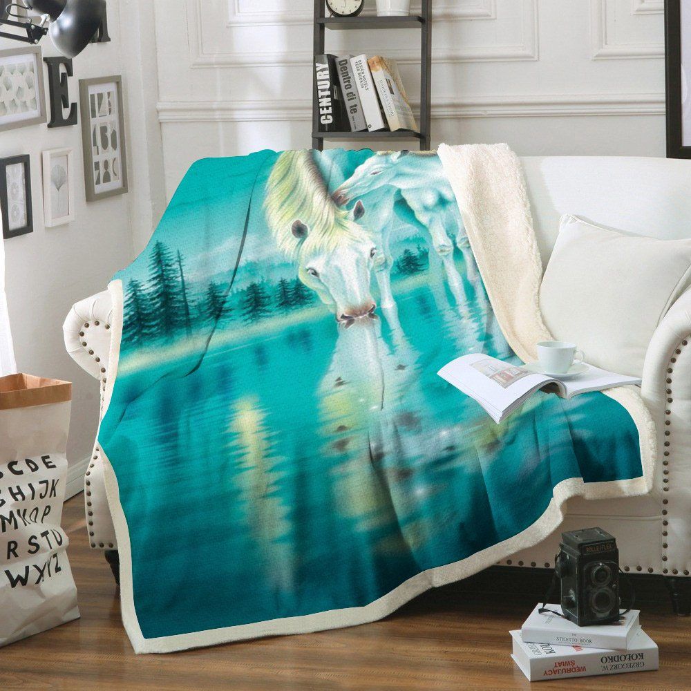 Horse Sherpa Fleece Blanket