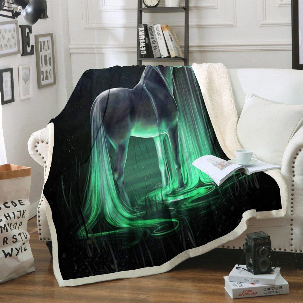 Horse Sherpa Fleece Blanket