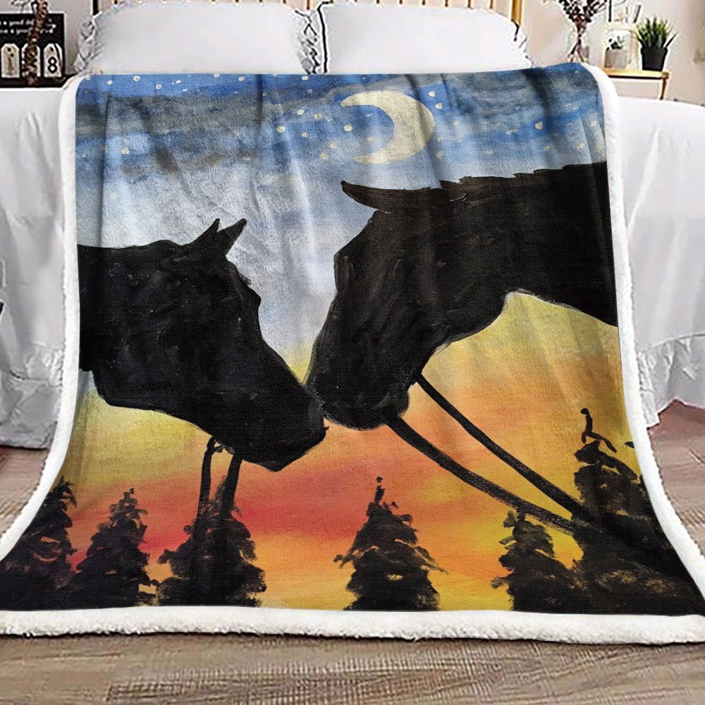 Horse Sherpa Fleece Blanket