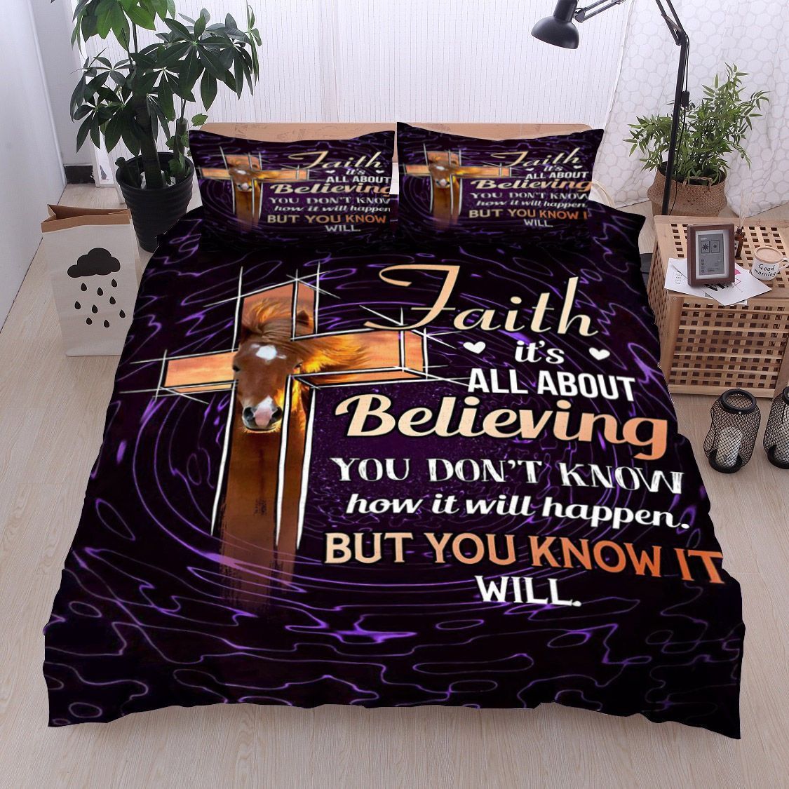 Horse Faith Cross Bedding Set
