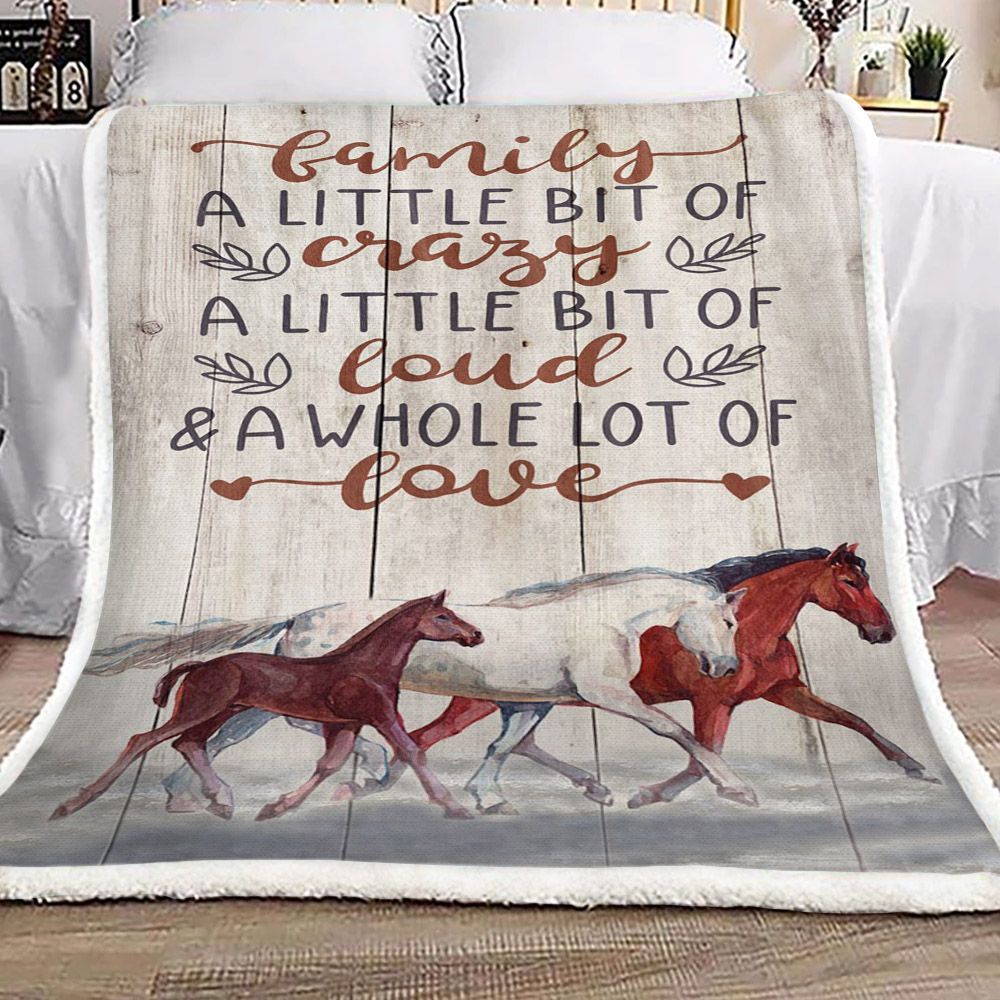 Horse Family Sherpa Fleece Blanket