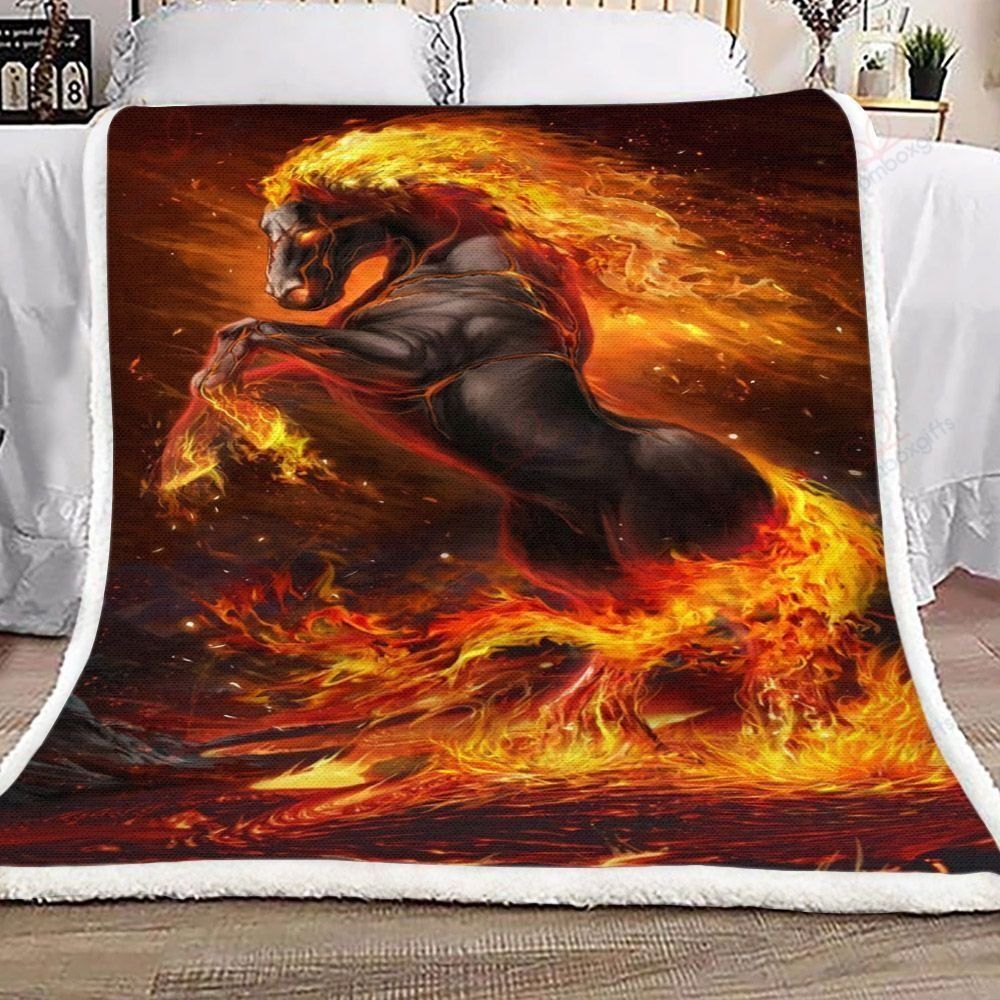 Horse Fire Fleece Blanket