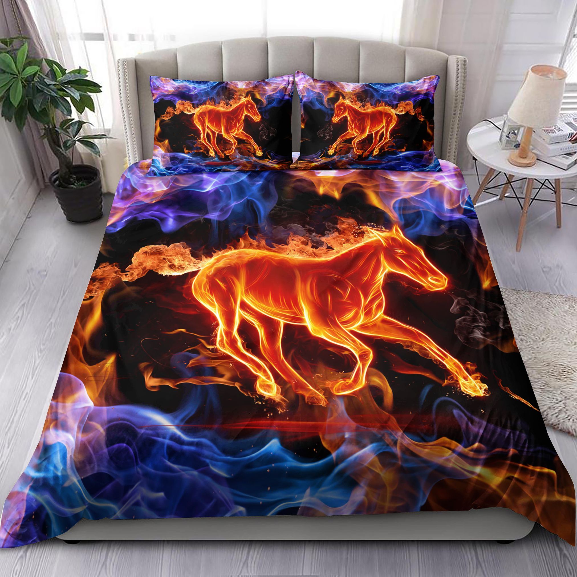 Horse Fire Bedding Set