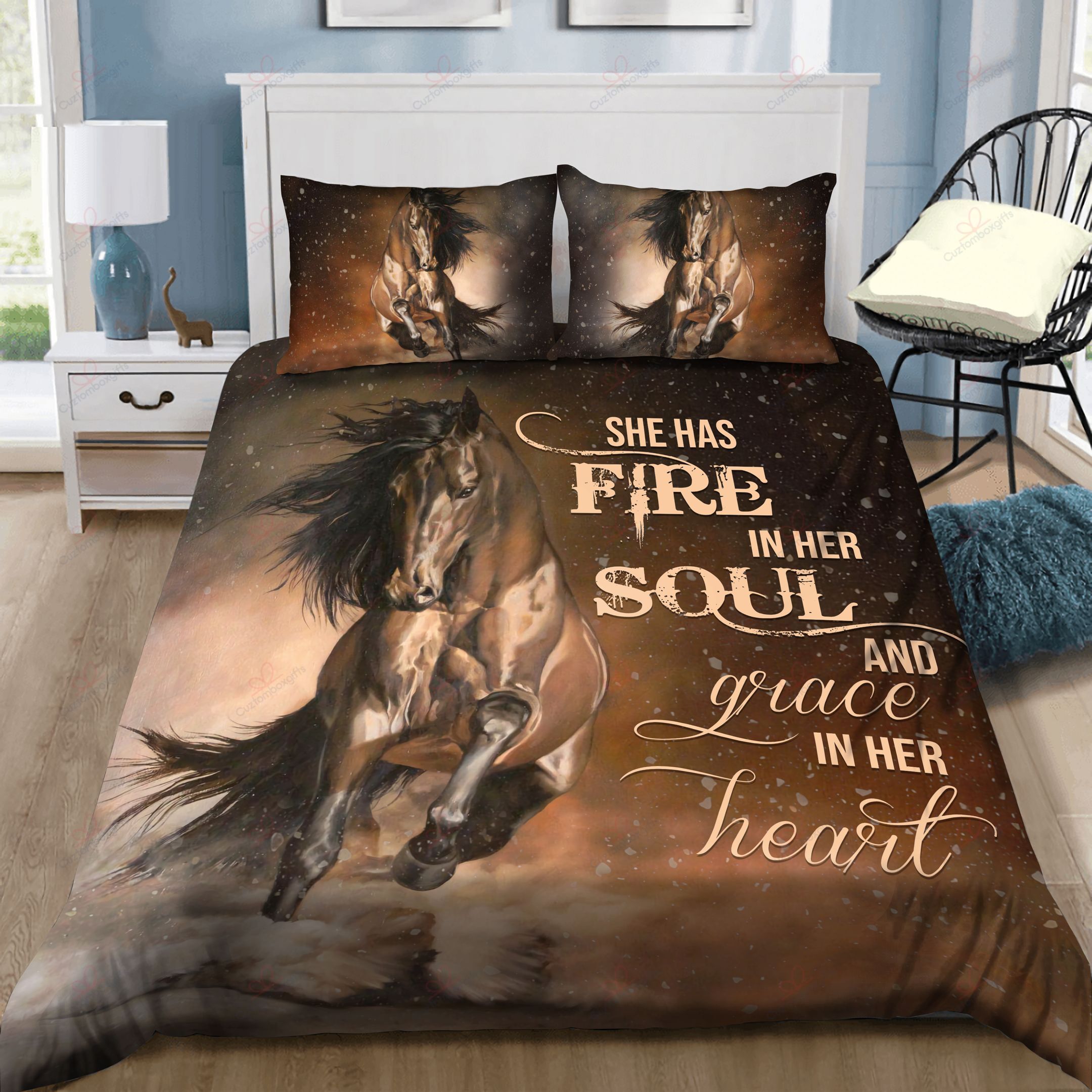 Horse Fire Soul And Heart Bedding Set